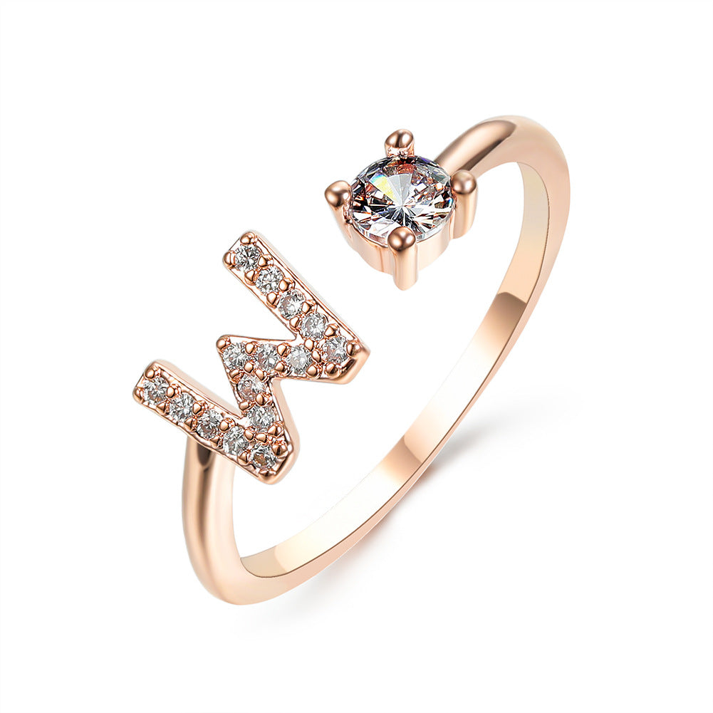 New Design Adjustable 26 Initial Letter Ring Fashion Jewelry For Women Simple Elegant Jewelry New Design Adjustable 26 Initial Letter Ring Fashion Jewelry For Women Simple Elegant Jewelry